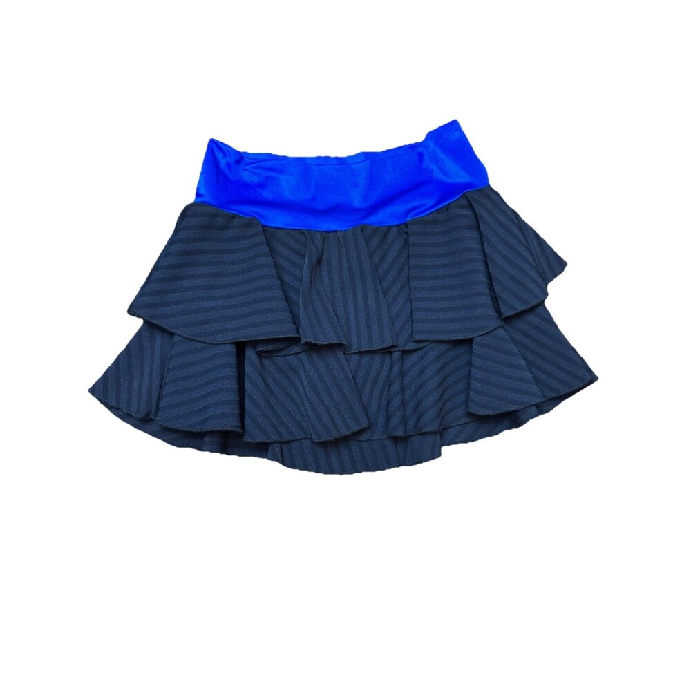 90s Y2K Kelle Dance Ruffle Micro Mini Skort Black Diagonal Stripes Britney Spear